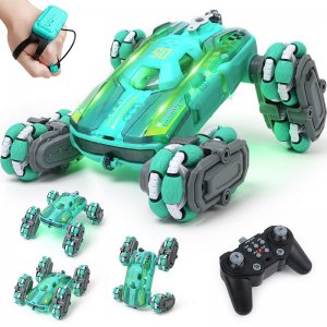 Cool 8WD RC Stunt Car for Kids Ages 6 7 8-12 13 14 Year Old - Remote & Gesture Hand-Controlled Toy with Lights & Music, Rotating Drift Car for Boys, 2.4Ghz