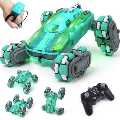 Cool 8WD RC Stunt Car for Kids Ages 6 7 8-12 13 14 Year Old - Remote & Gesture Hand-Controlled Toy with Lights & Music, Rotating Drift Car for Boys, 2.4Ghz