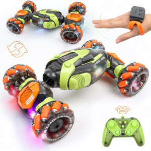 Gesture Sensing RC Stunt Car - Remote & Hand-Controlled Drift Toy for Kids Ages 5-7 6-8 9 10 11 12 Year Old, 4WD, Double-Sided Driving with Lights & Music