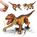 Realistic Remote Control Dinosaur Toy - Easy to Assemble Cute Small RC Dinosaurs with Roaring Sounds and Lights - A Cool Robot Toy Gift Idea for Ages 3-5, 5-7, 8-12